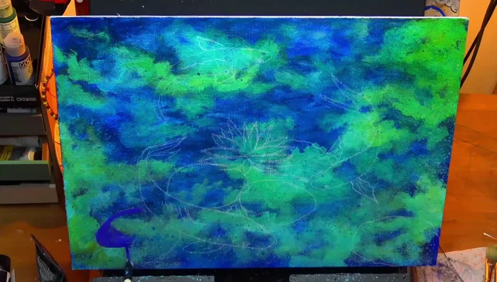 Blocking in the fish with a lavender/lilac color, adding shadows underneath for a 3D effect.