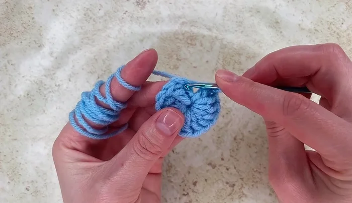 Join with a slip stitch to the third chain from the beginning.