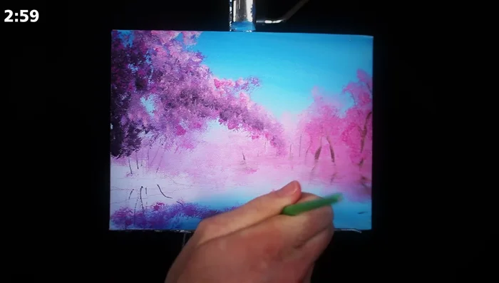 Use a tapping motion with brush rotation to create diverse leaf clusters, ensuring that the tree is interesting and full of natural variation.