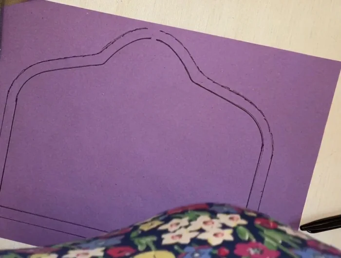 Cut out the pattern and use it to cut two outer fabric pieces and interface them. Cut a piece of pocket fabric (approx. 10x20 inches).