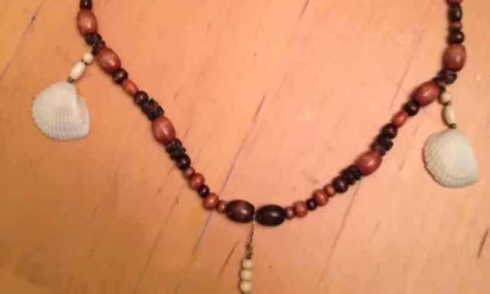 Make the necklace: Use waxed cord as the base. Create several elements similar to the earrings (using pins or gold bead wire).