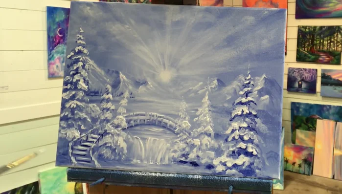 Final touches. Add finishing touches such as more snow, adjusting shadows, and enhancing details to create a harmonious and visually appealing composition.