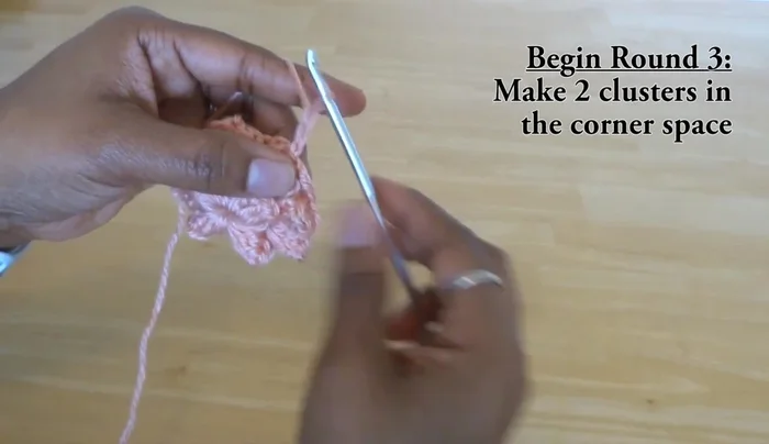 Change yarn colors as desired by fastening off the old color and slip stitching on the new color.