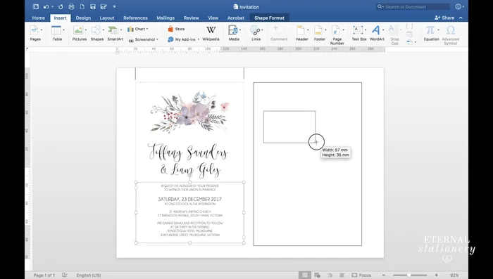 Duplicate text boxes for efficiency. Center-align text using the home tab.