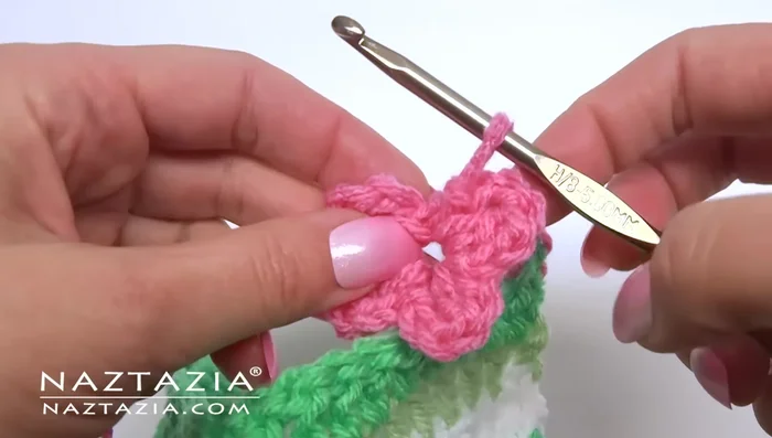 Chain one to hold the flower securely.