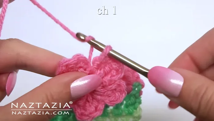 Chain one to hold the flower securely.