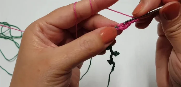 Chain 3, and make a slip stitch into the first chain to create a petal.