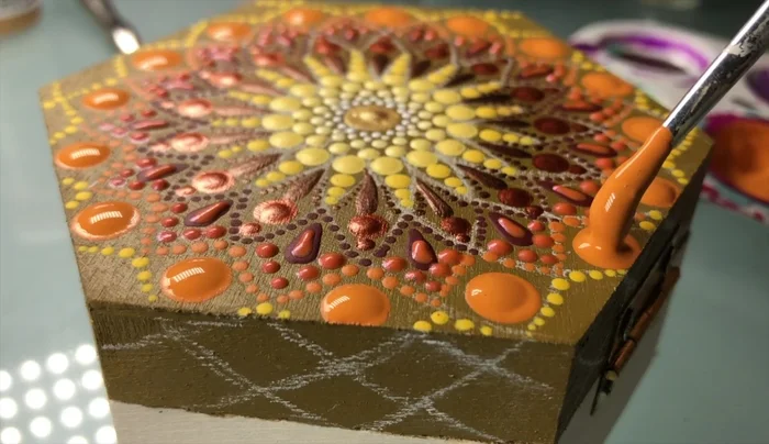 Optionally, use a brush to add perfectly round dots, adding extra paint with a glob if needed.