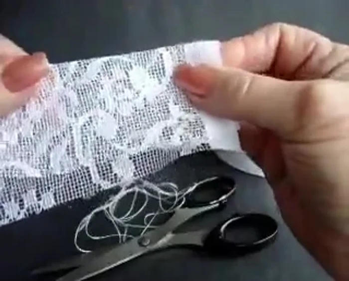 Create a channel by sewing a row of gathering stitches along the folded edge. Don't need to be precise.