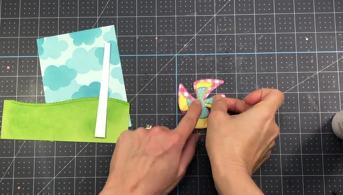 Layer pinwheels and add a circle to the center.