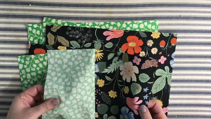 Apply fusible interfacing and fleece to the outside pieces (see tips for efficient fleece application).